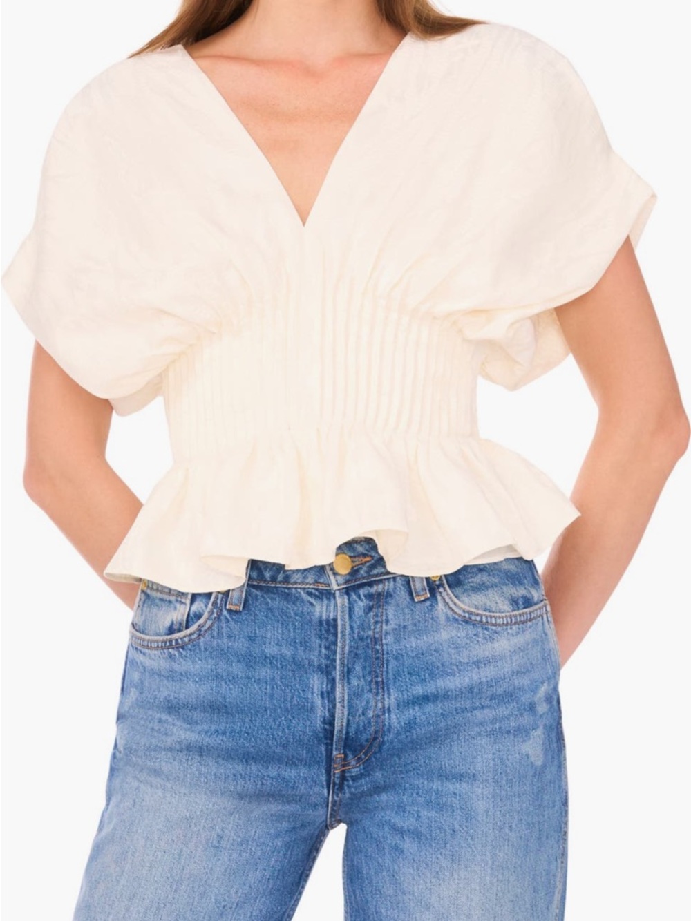 Parker Cream V-Neck Blouse Size 6